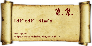 Máté Nimfa névjegykártya